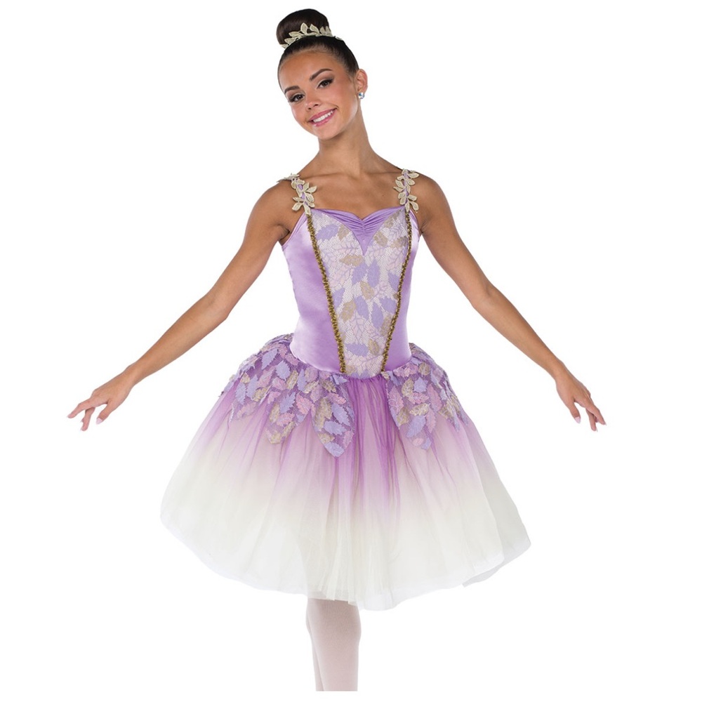 Wish Purple and White Dance Costumes with Tulle Skirts